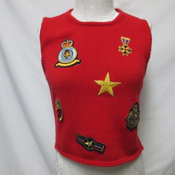 Street Wear by Carole Little Vintage sweater top Patches USA Size Sz Medium Md M - Picture 1 of 11